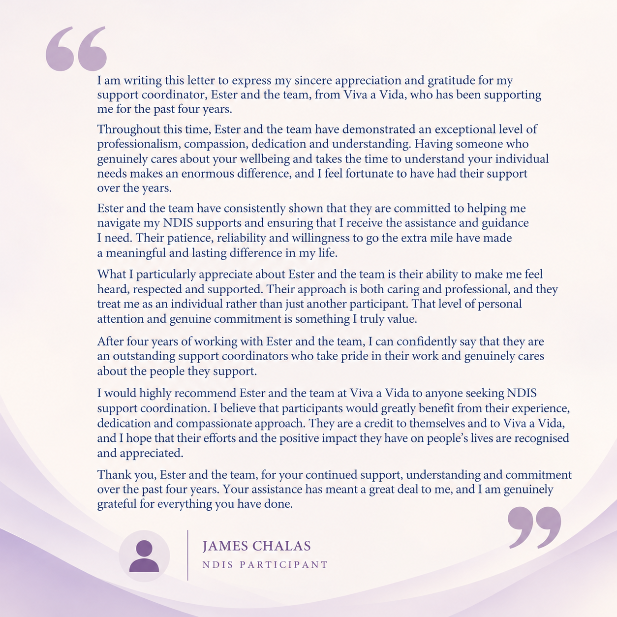 Elegant Lavender Testimonial Quote Card